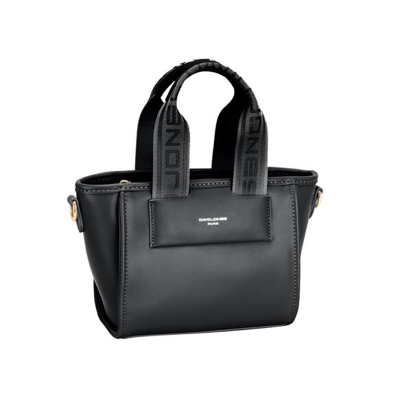 David Jones PU Leather Embossed Pattern Handles Small Handbag | Black - Picture 2 of 6